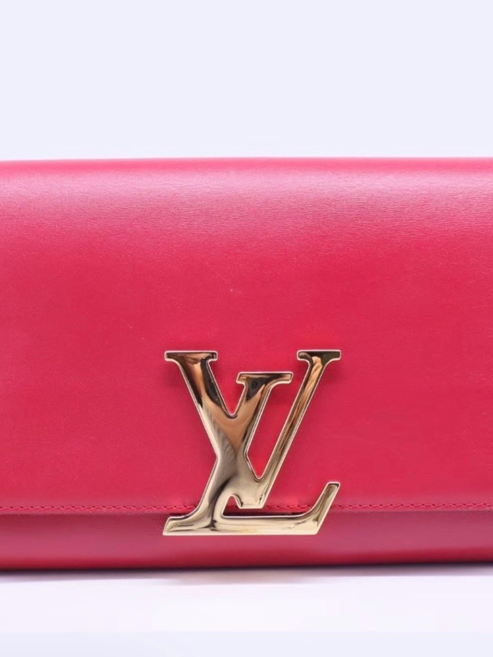 Louis Vuitton Hot Pink Leather Clutch with Gold LV Logo - Picture 2 of 10